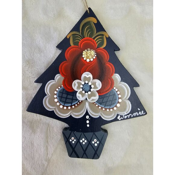 En Velsignet Jul ! A Blessed Christmas! Norweigen Hand painted Wood Ornament - Picture 1 of 5